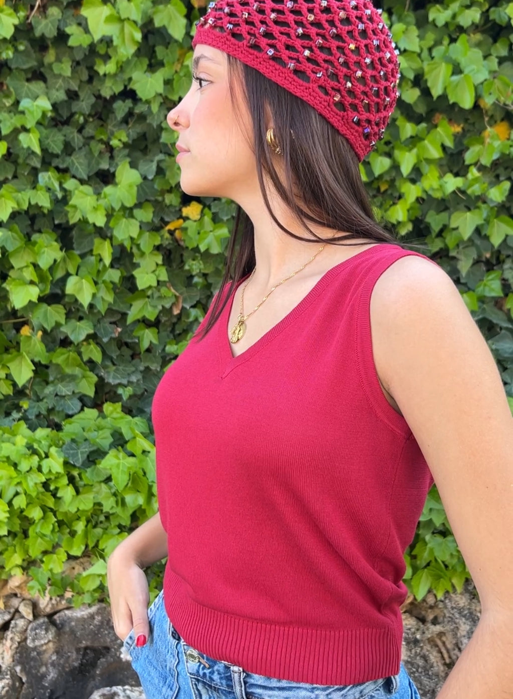 Top pico rojo