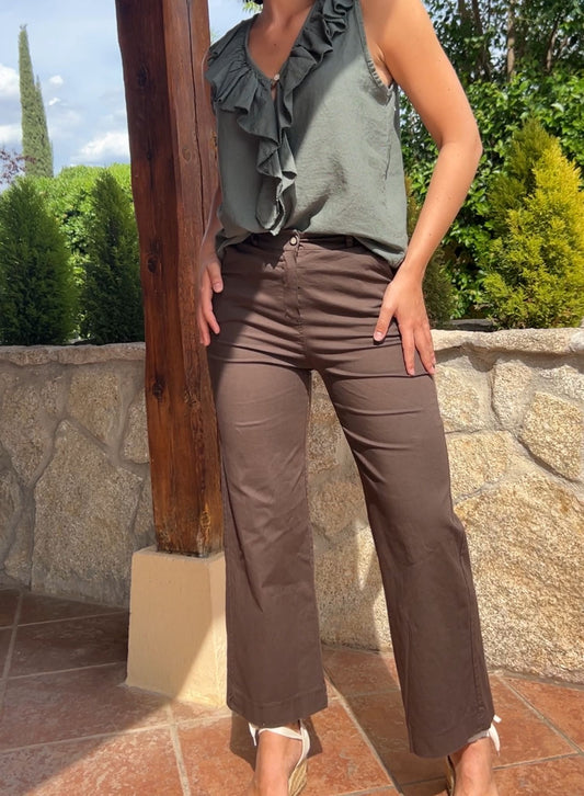 Pantalón elástico choco