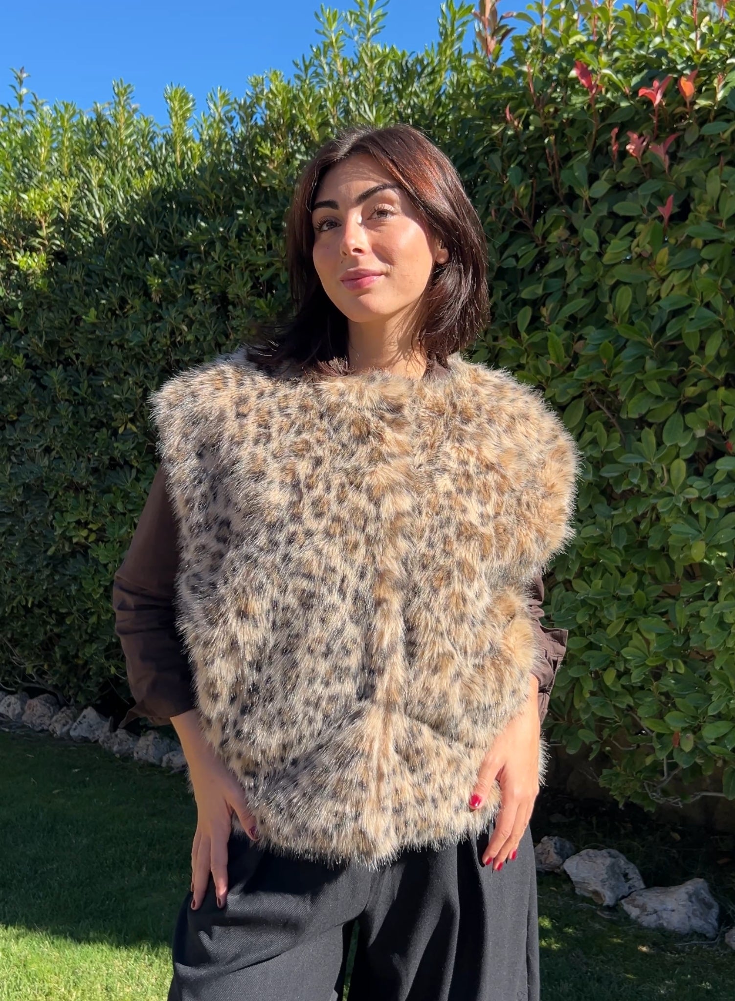 Chaleco over pelo camel