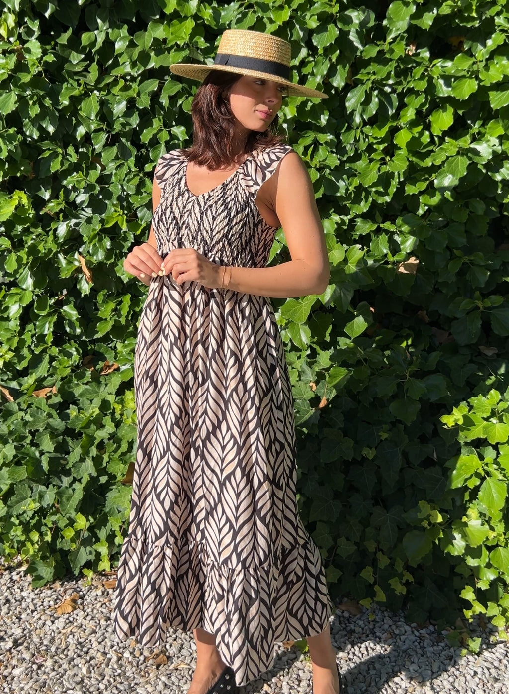 Vestido zarela hojas