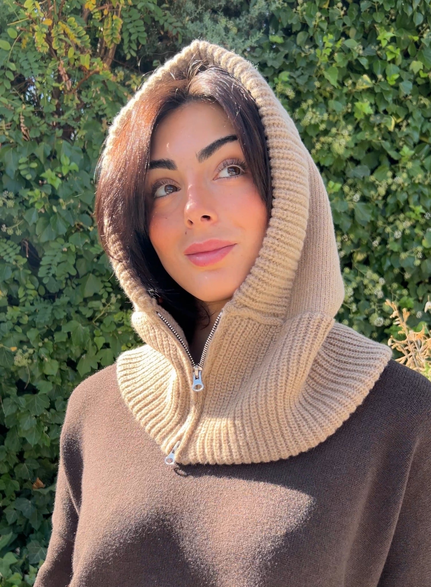 Balaclava cremallera beige