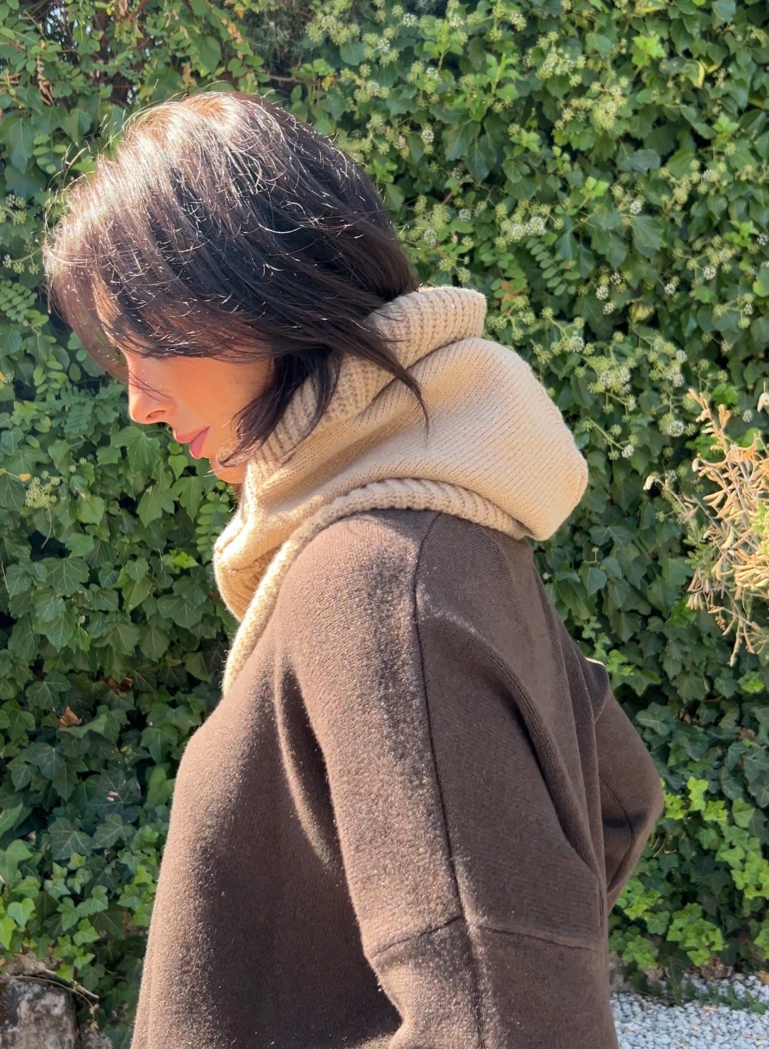 Balaclava cremallera beige