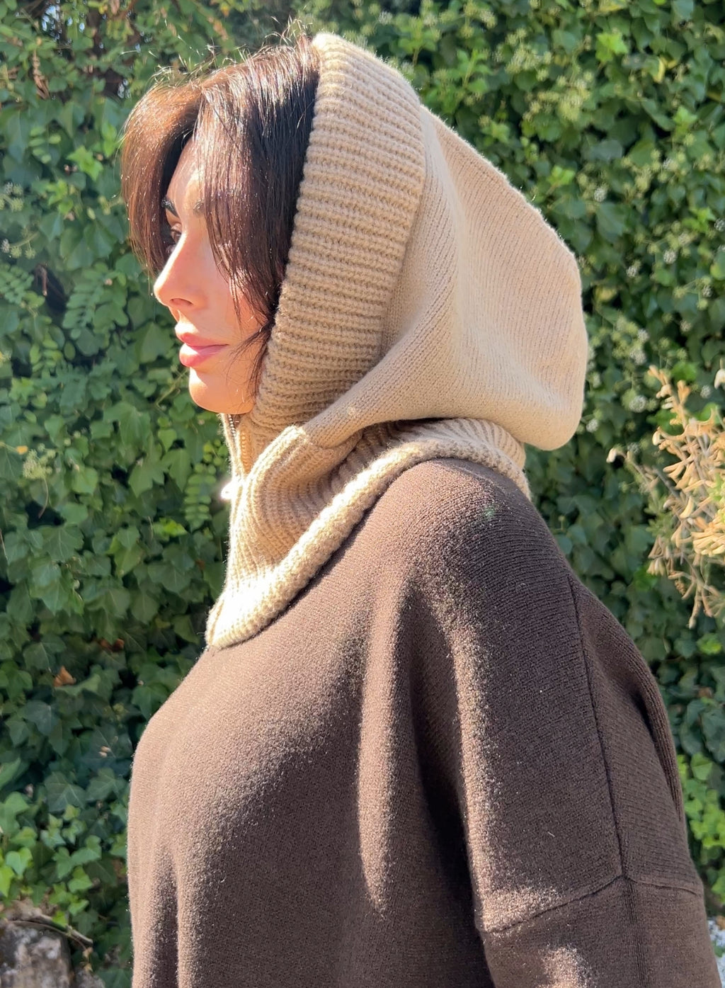 Balaclava cremallera beige