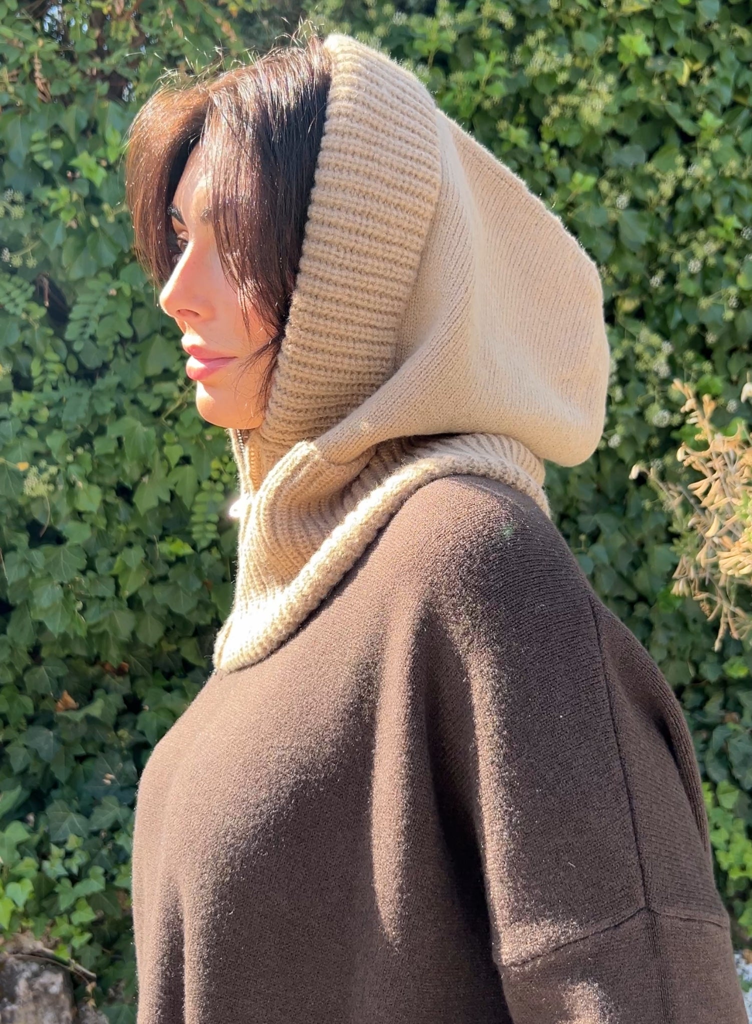 Balaclava cremallera beige