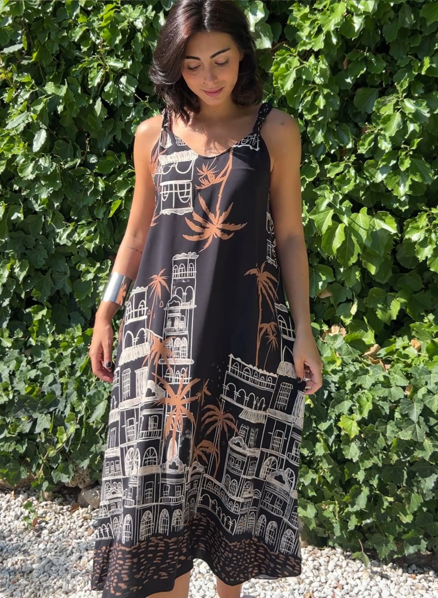 Black palm dress