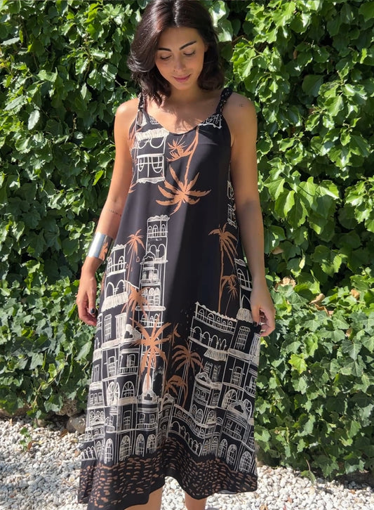Vestido palmeras negro
