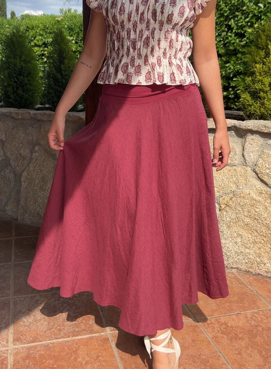 Falda cinturilla granate
