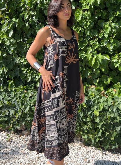 Black palm dress