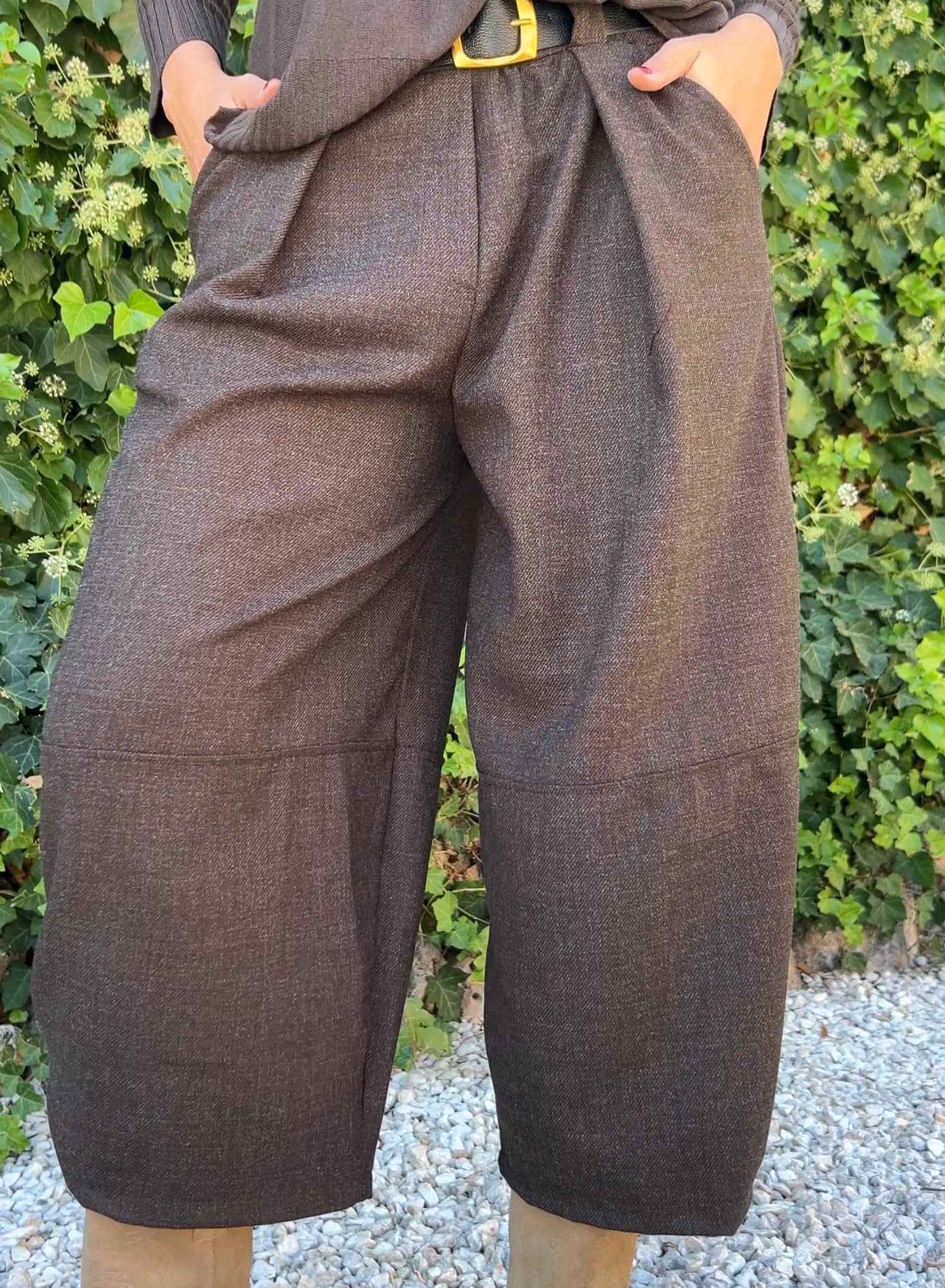 Pantalón globo marrón