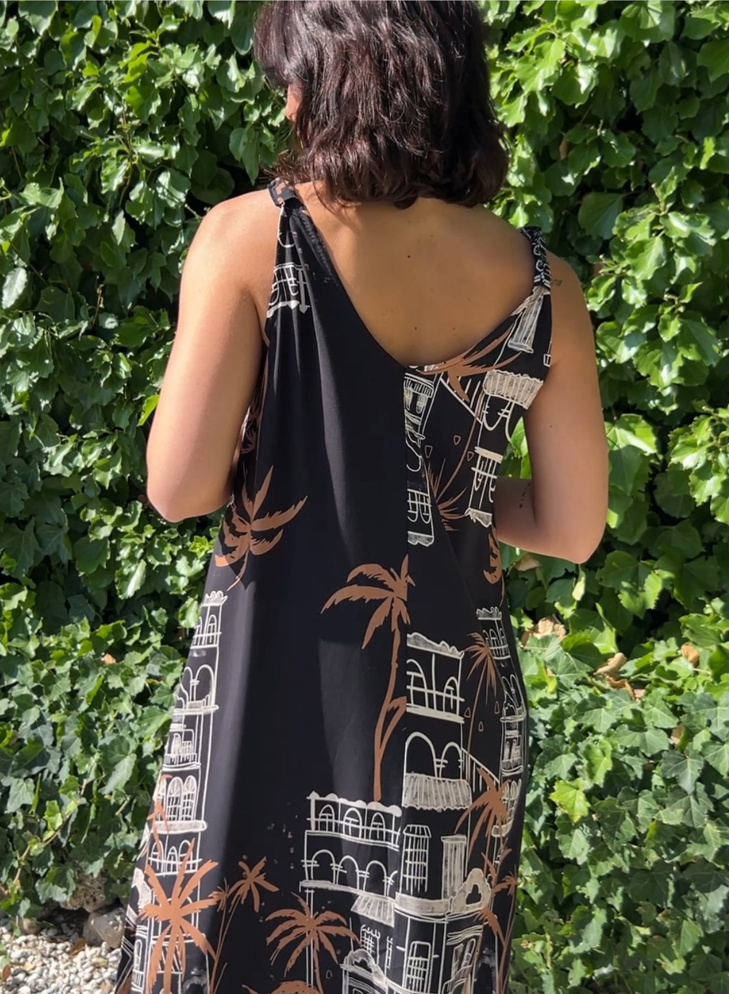 Black palm dress
