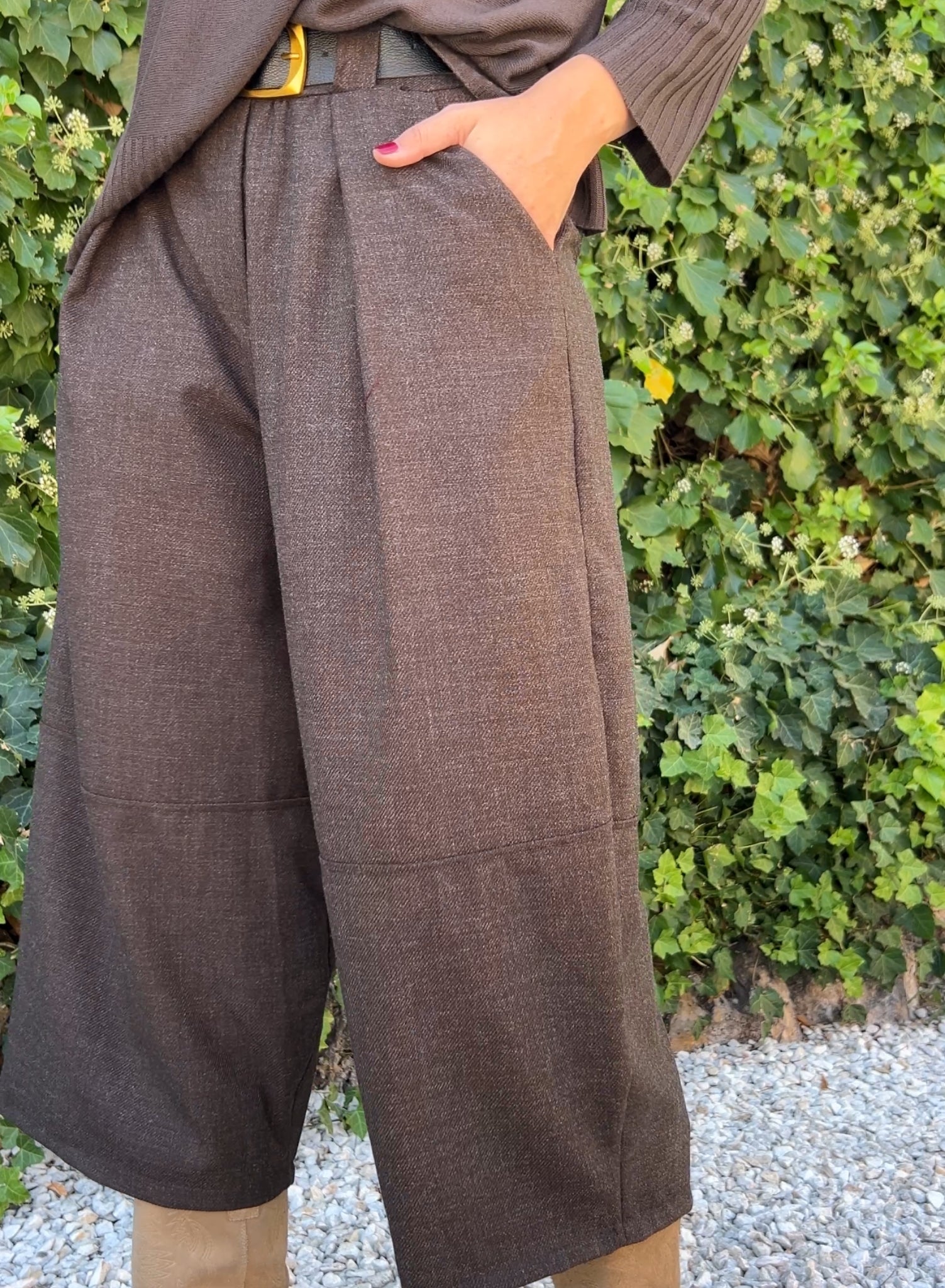 Pantalón globo marrón
