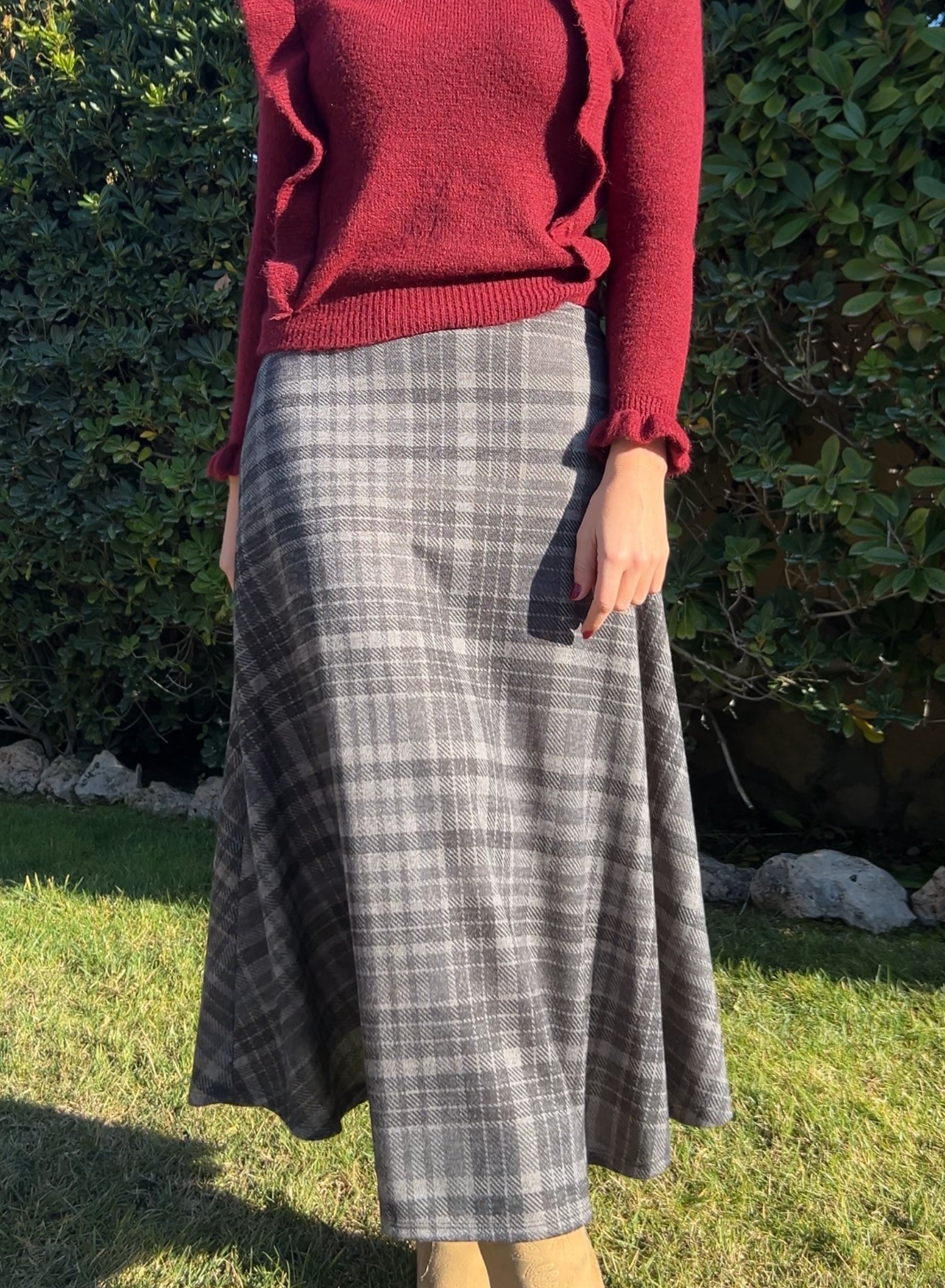 Falda cuadros gris
