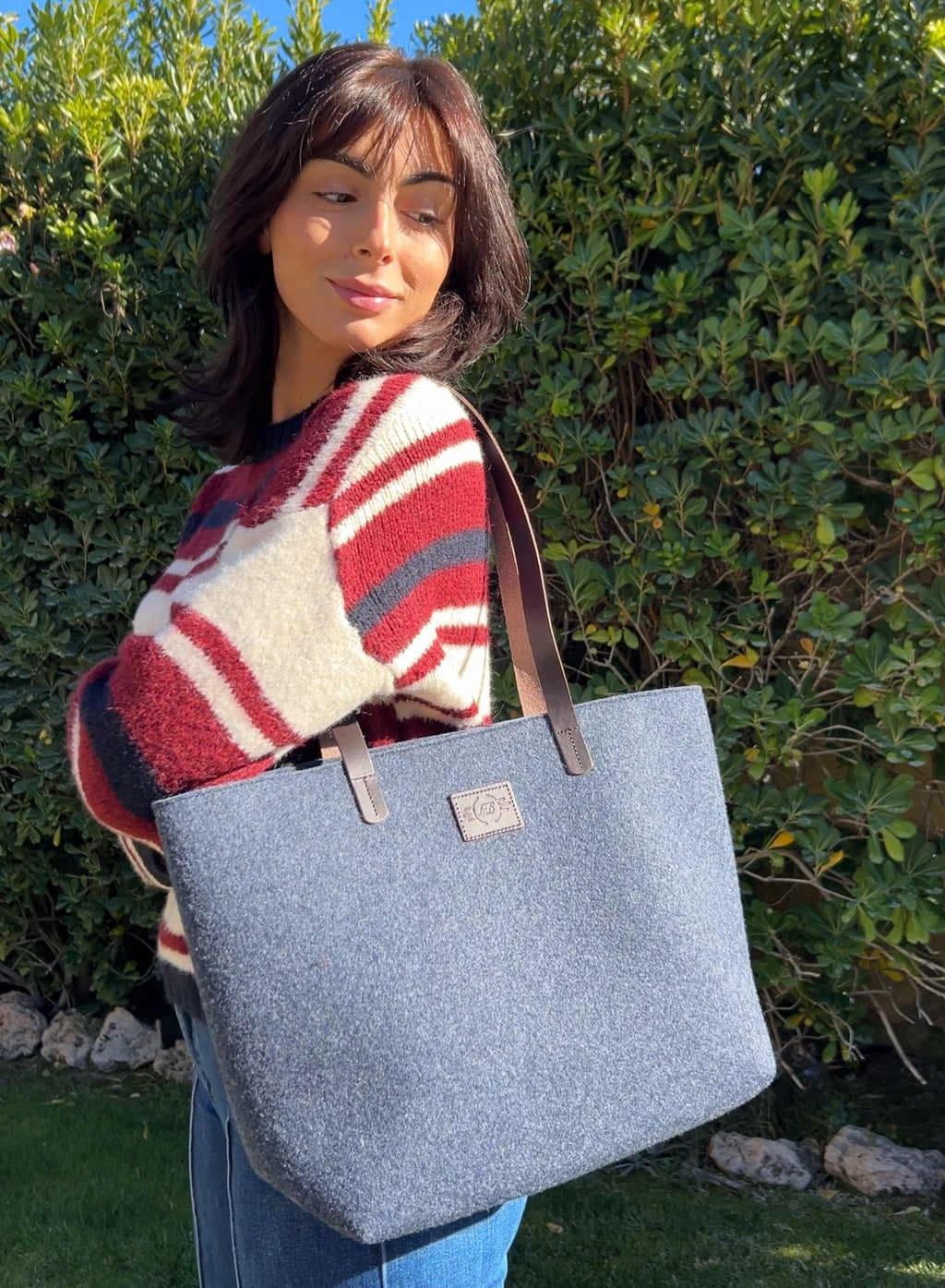 Bolso fieltro azul