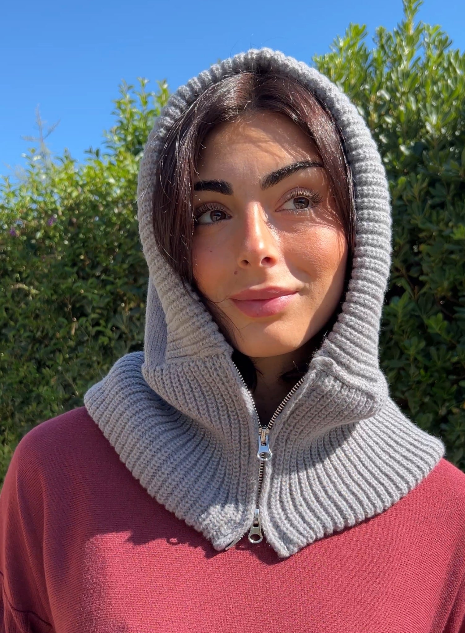 Balaclava cremallera gris