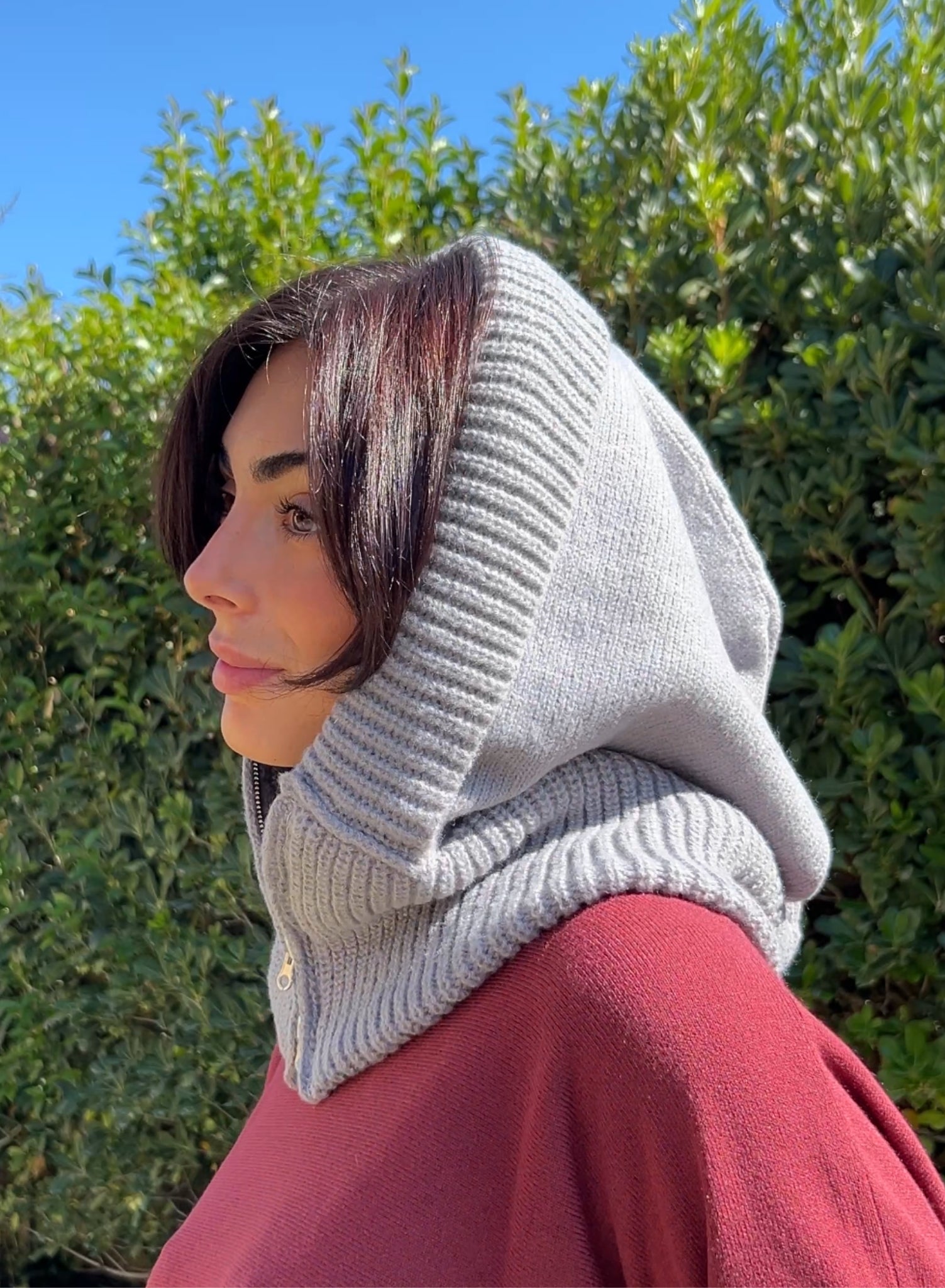 Balaclava cremallera gris