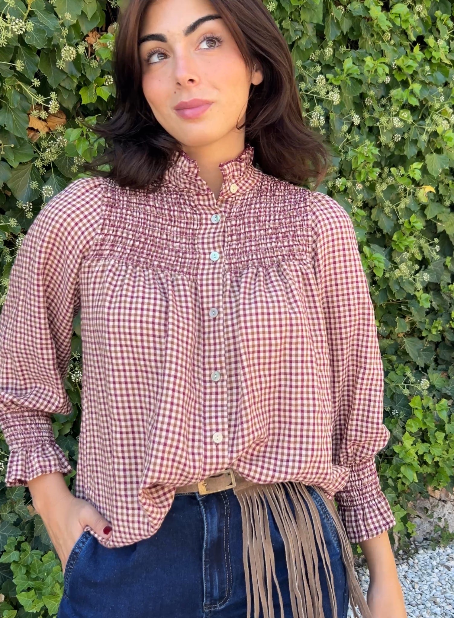 Camisa cuadros rosa
