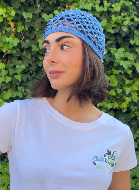 Blue crochet hat