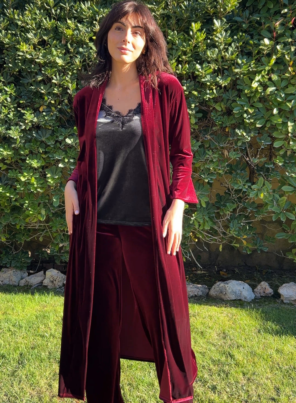 Levita terciopelo granate