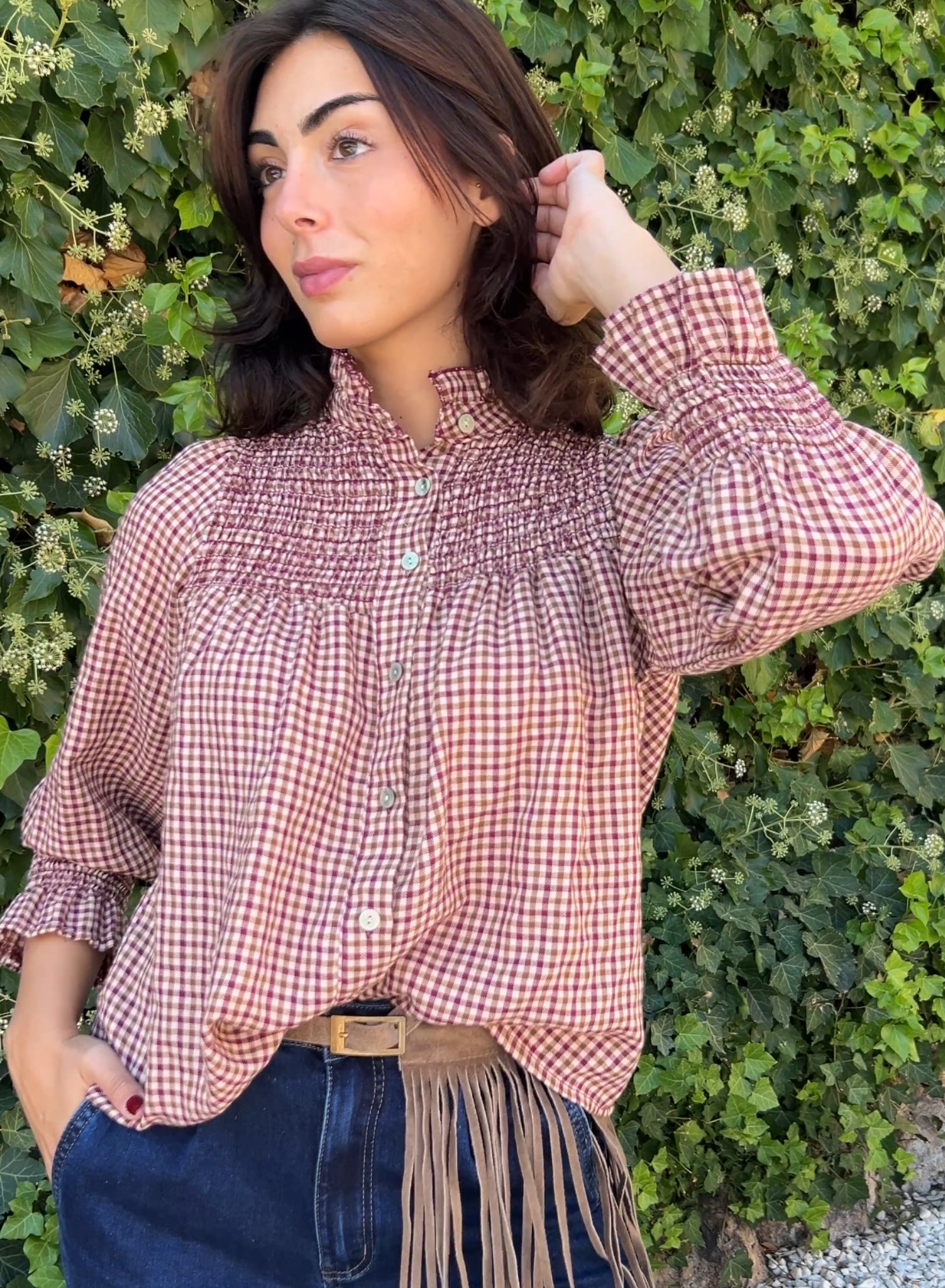 Camisa cuadros rosa