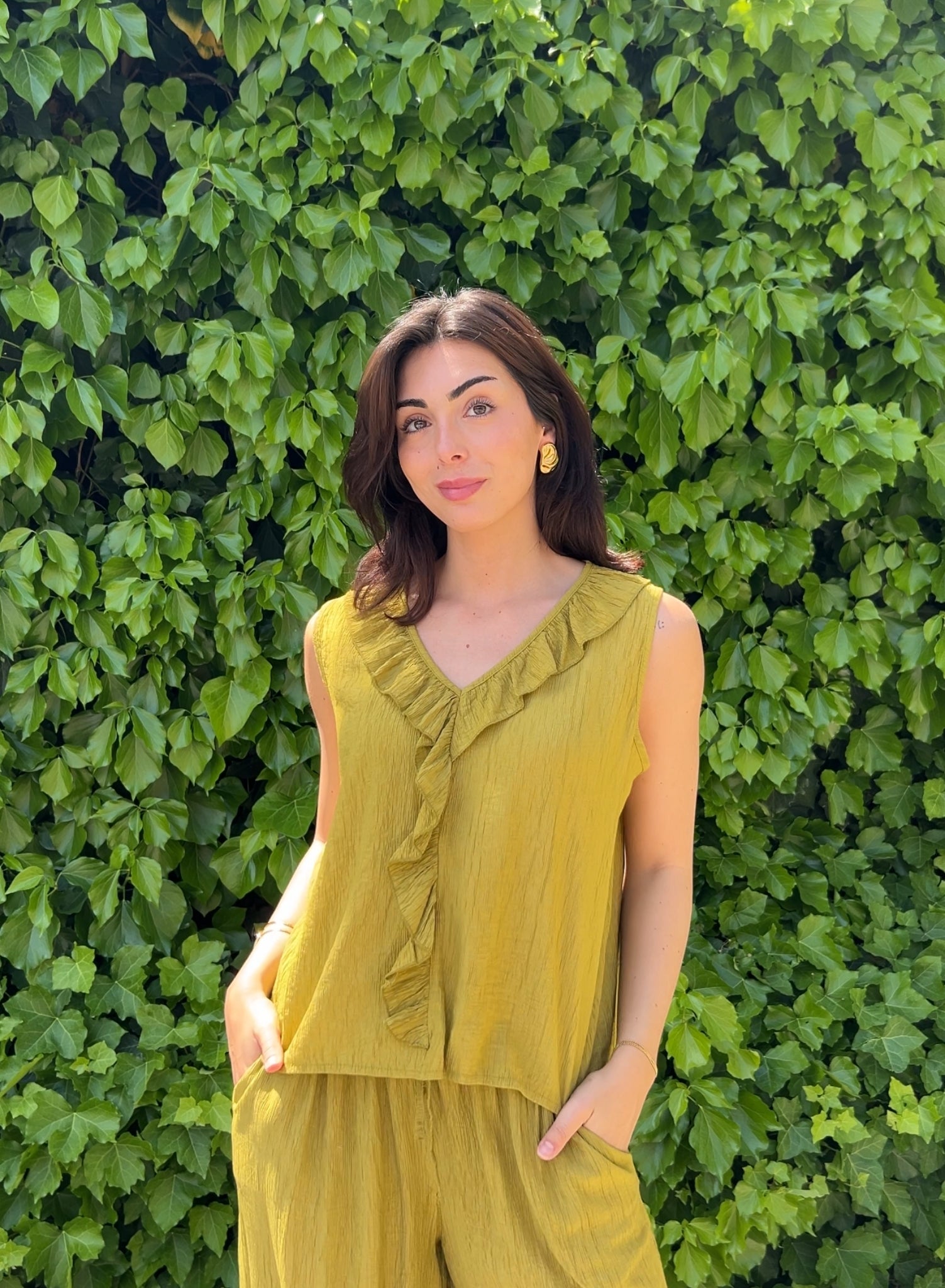 Blusa Nora Volante Pistacho