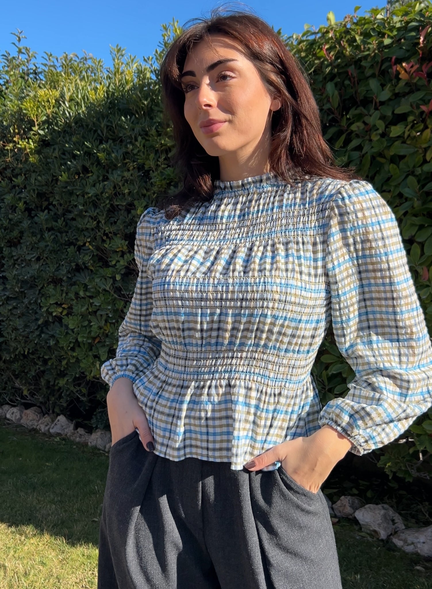 Camisa cuadros verde y azul