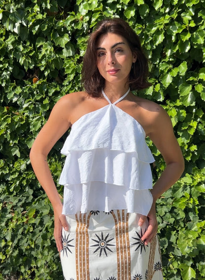 Top volantes blanco