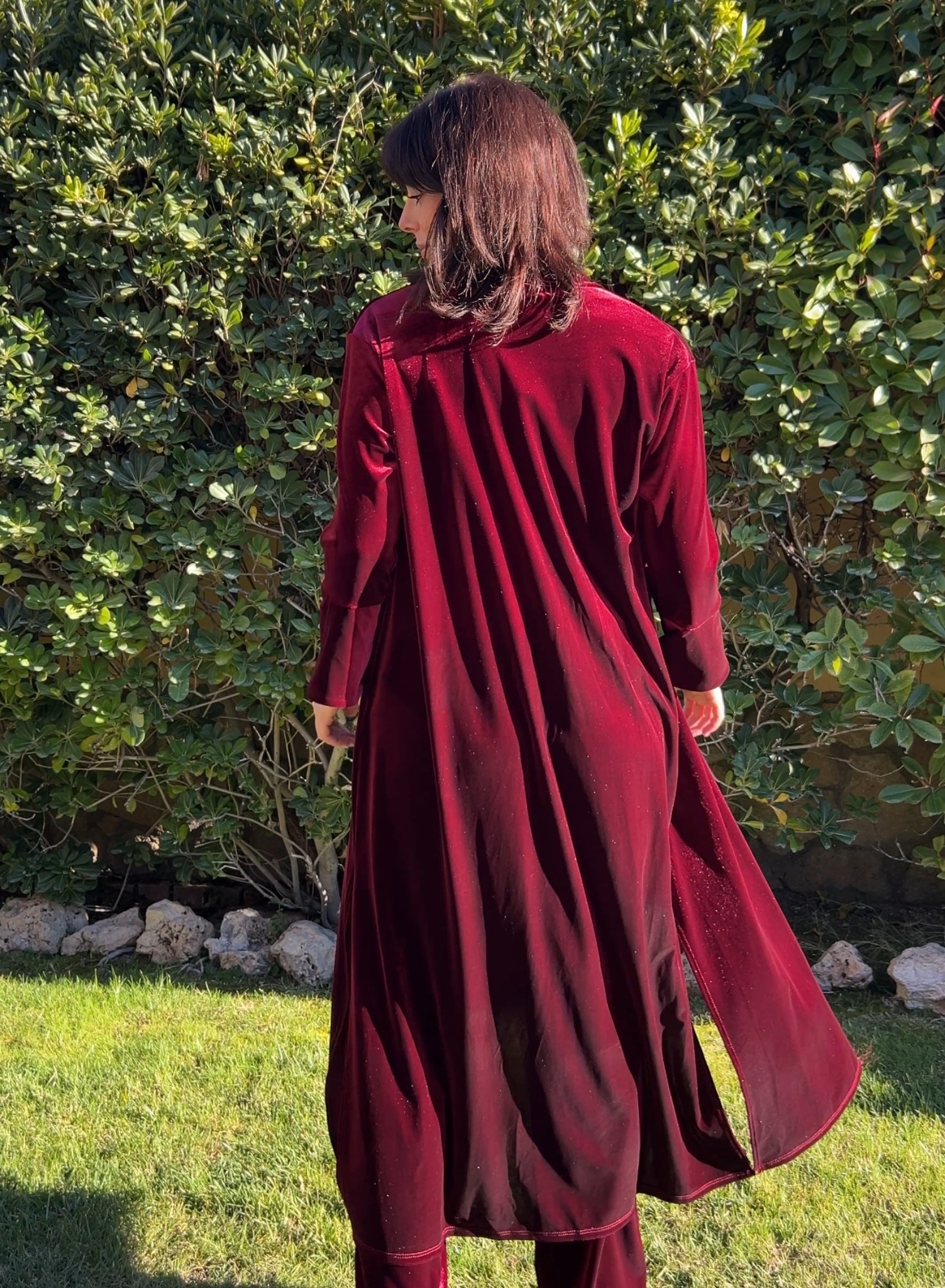 Levita terciopelo granate