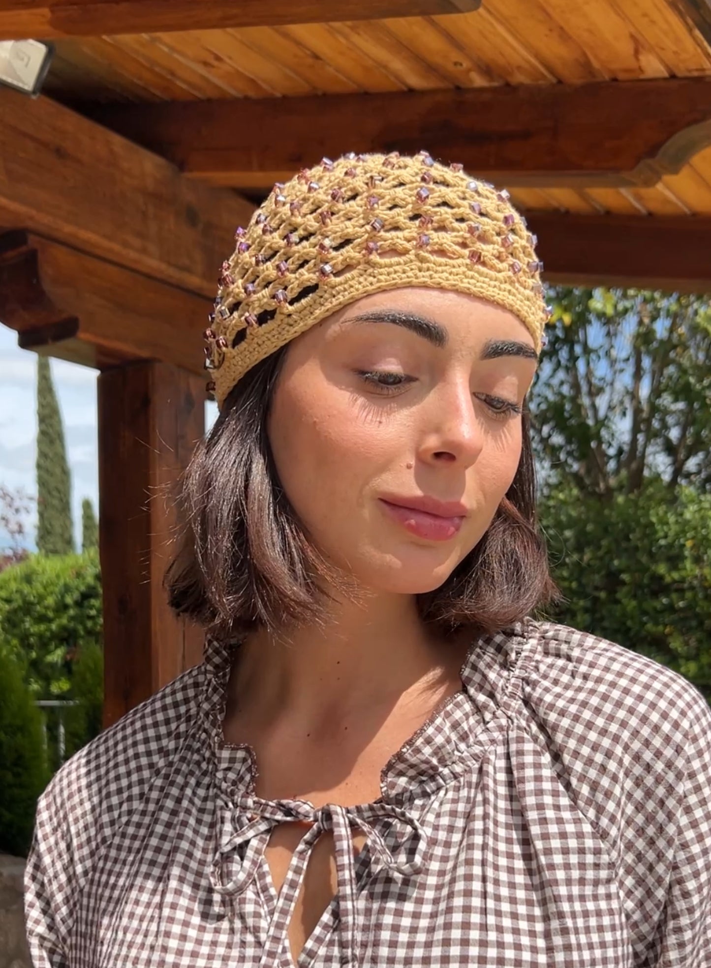 Beige crochet hat
