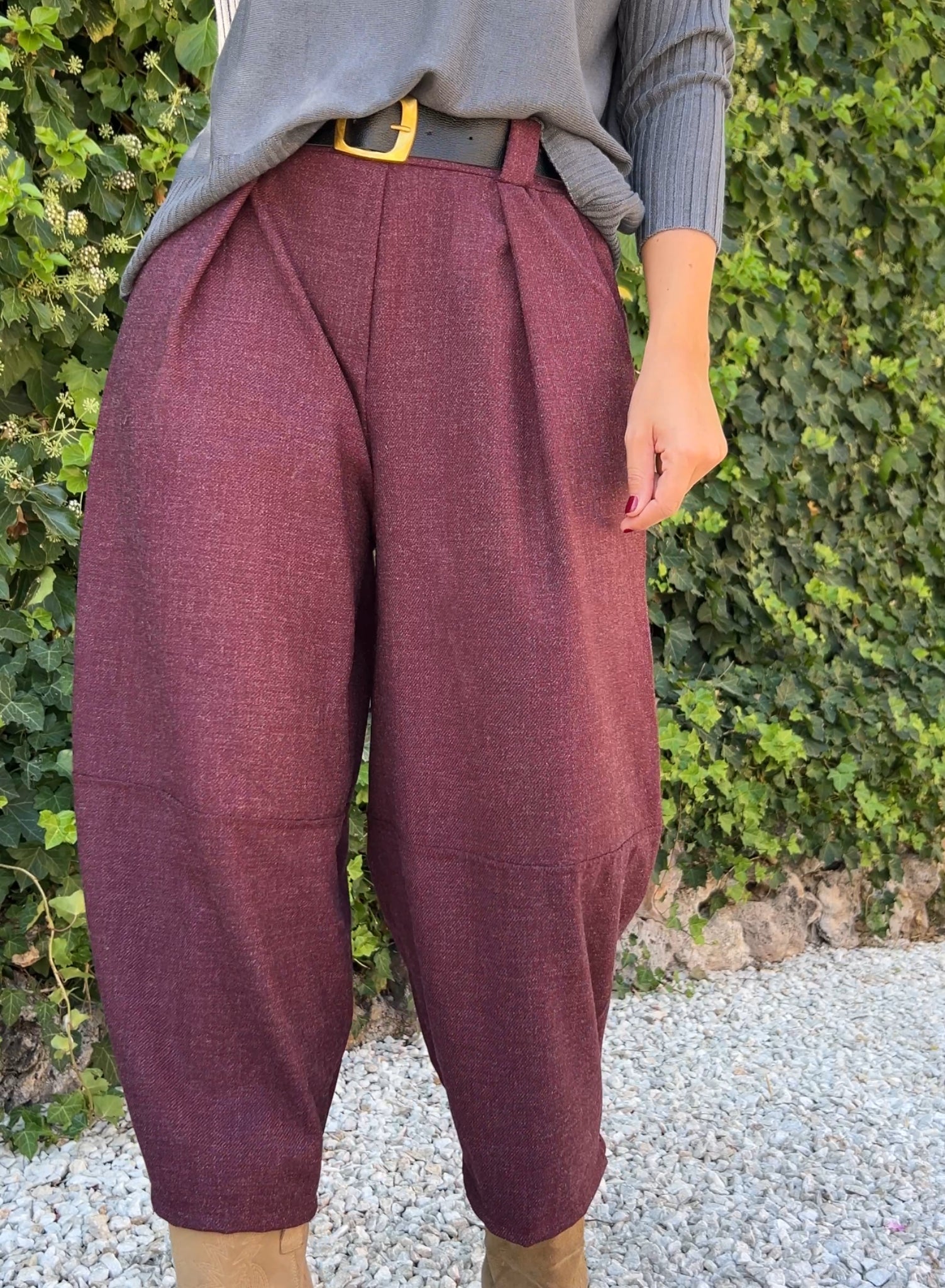 Pantalón globo granate