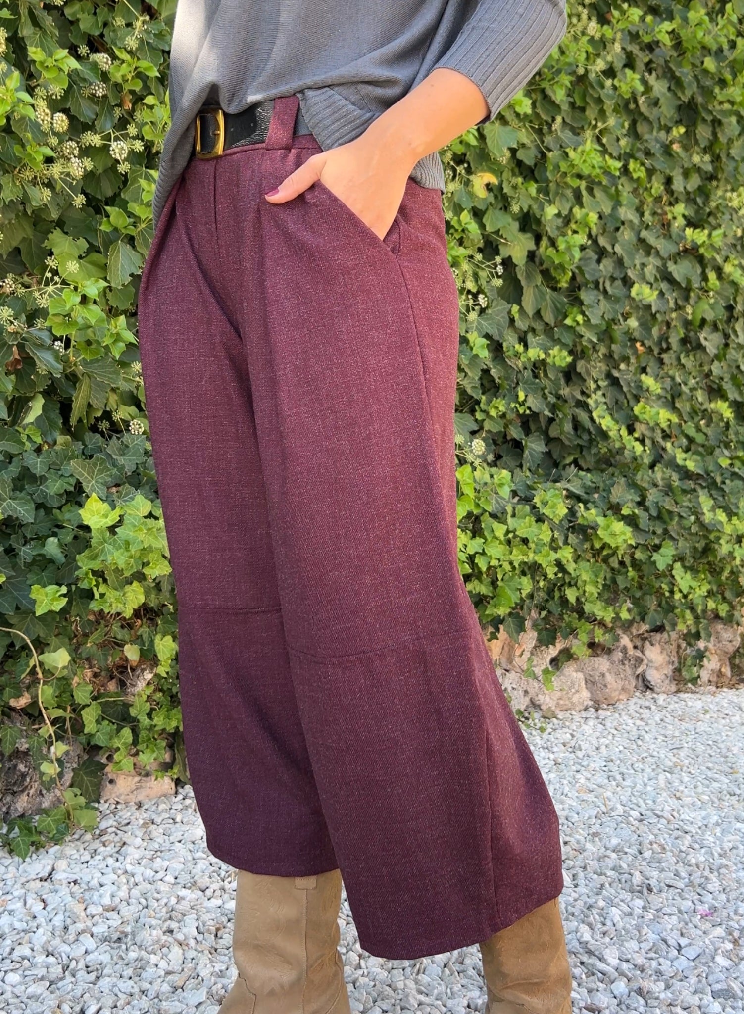 Pantalón globo granate