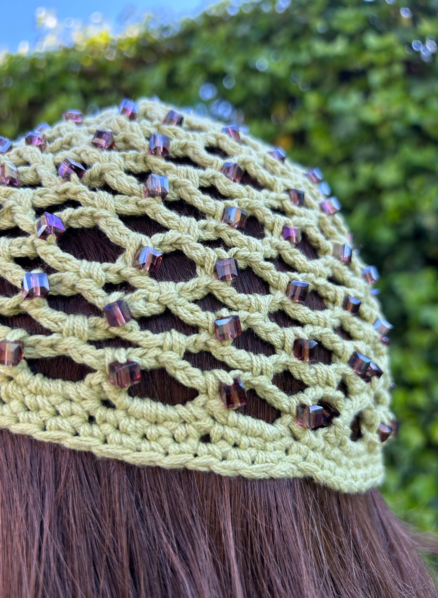 Green crochet hat