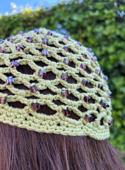 Green crochet hat