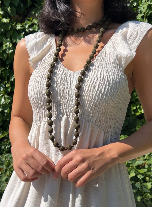  Green silk necklace