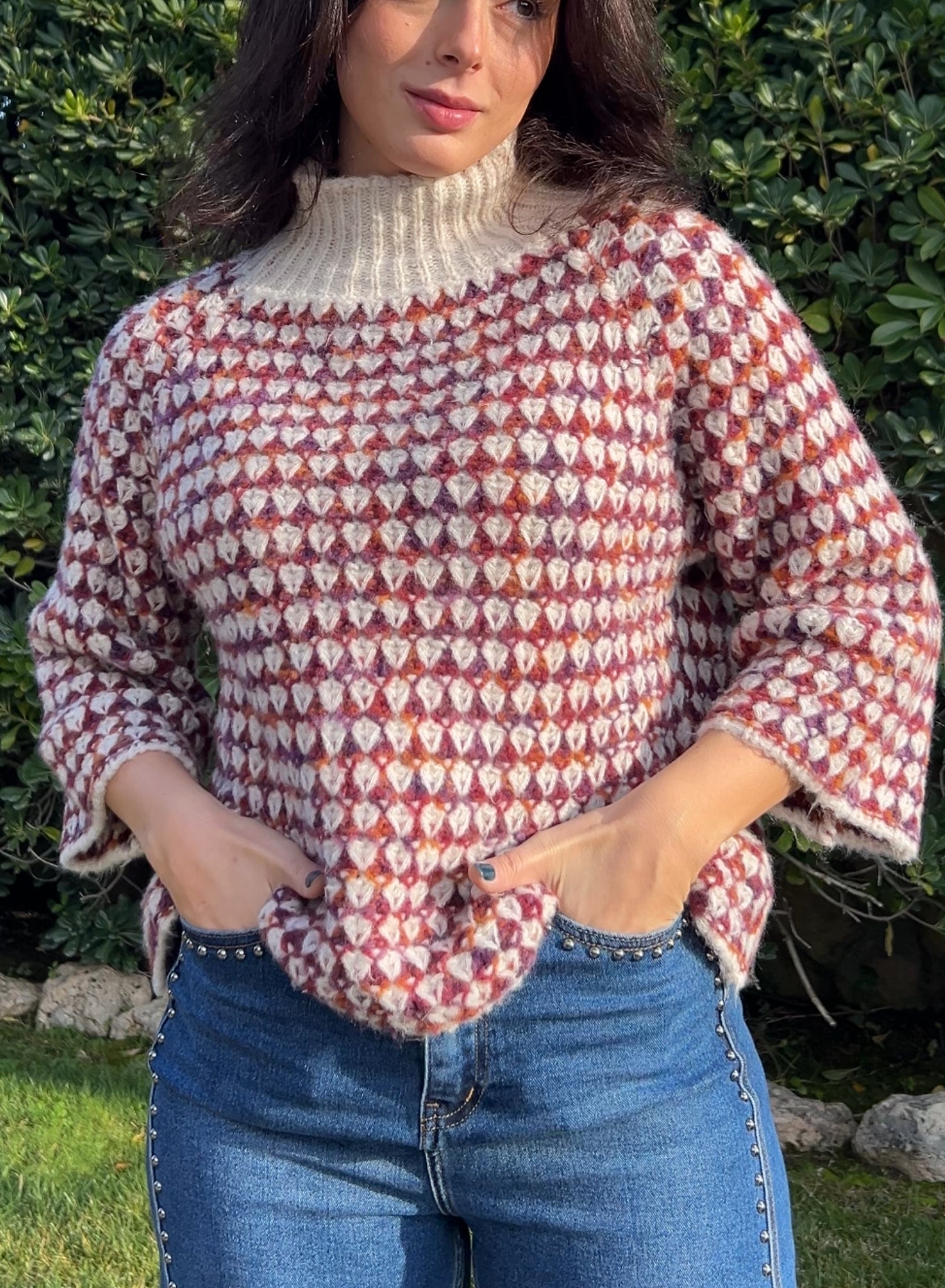 Maroon V-neck sweater