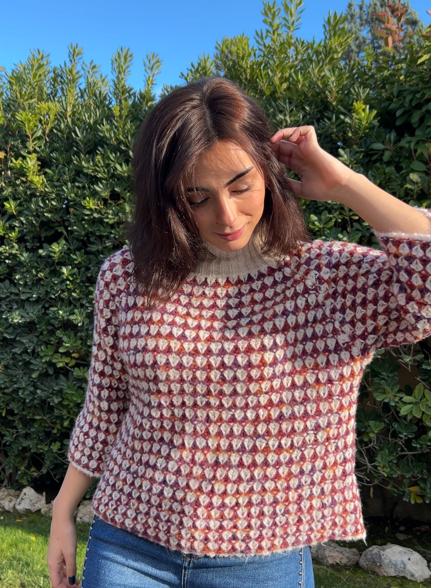 Maroon V-neck sweater