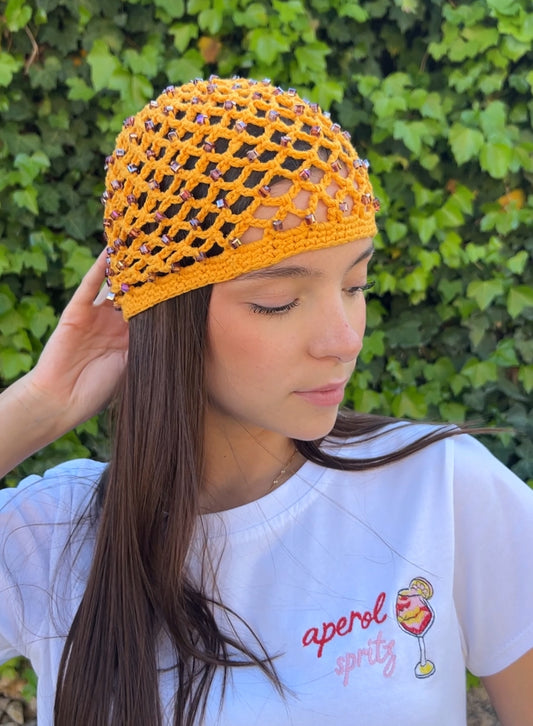 Mustard crochet hat
