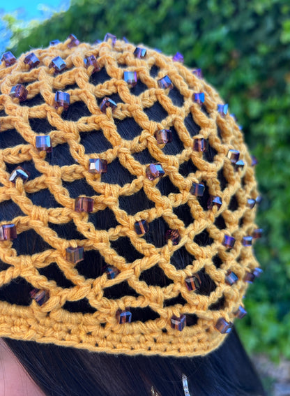 Mustard crochet hat