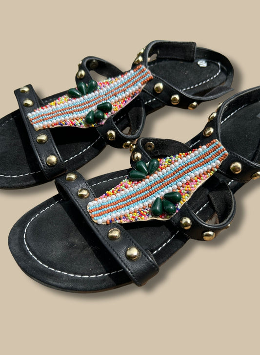 Black stone sandals