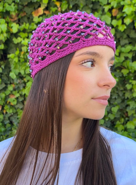 Crochet bougainvillea hat