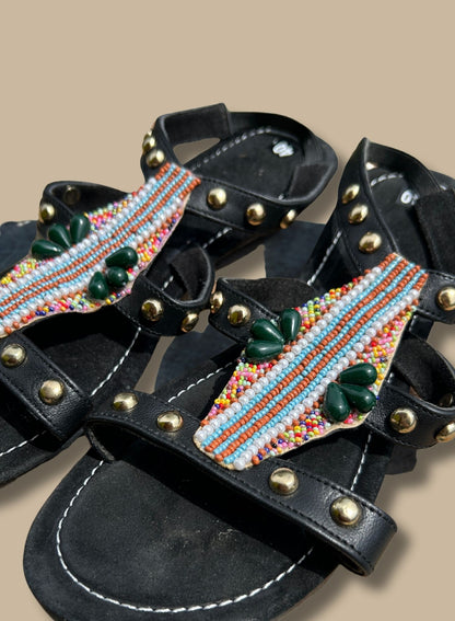 Black stone sandals