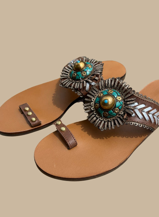 Leather stone sandals