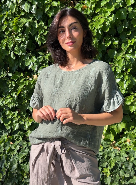 Camiseta lino verde