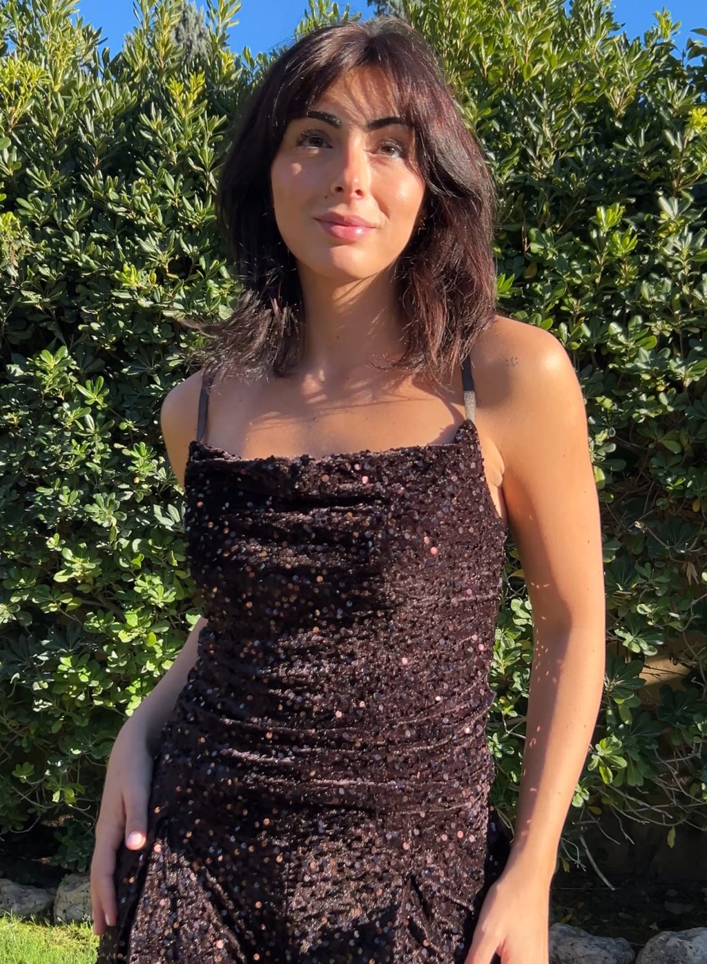 Top terciopelo marrón