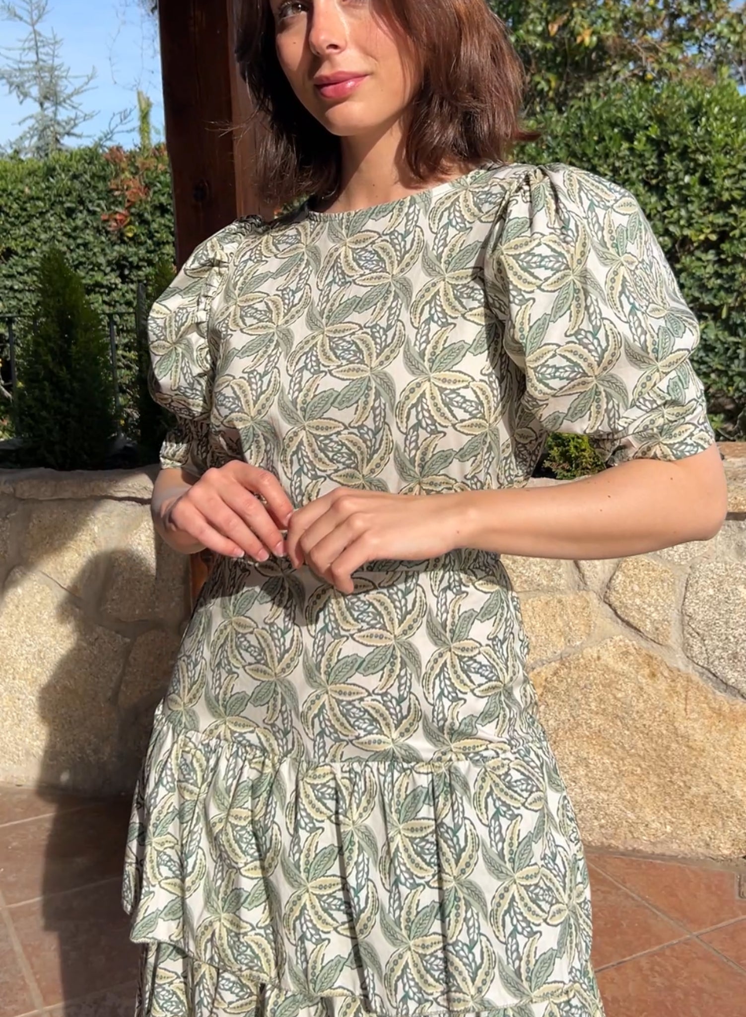 Vestido volantes verde