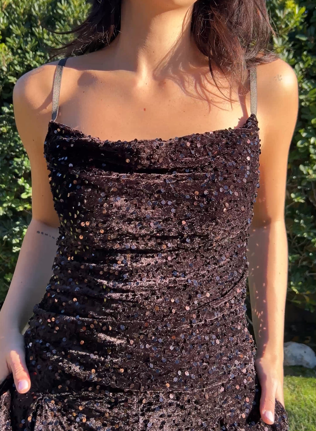 Top terciopelo marrón