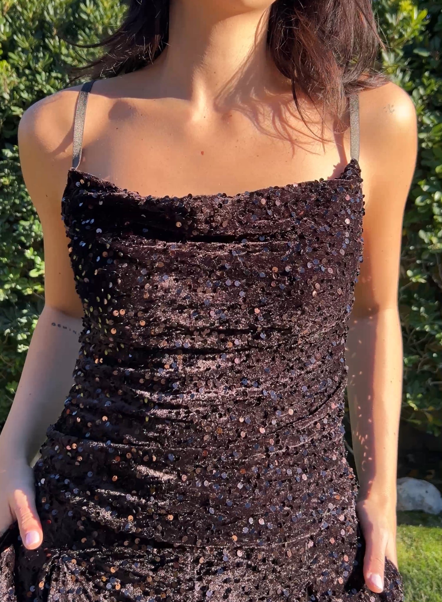 Top terciopelo marrón