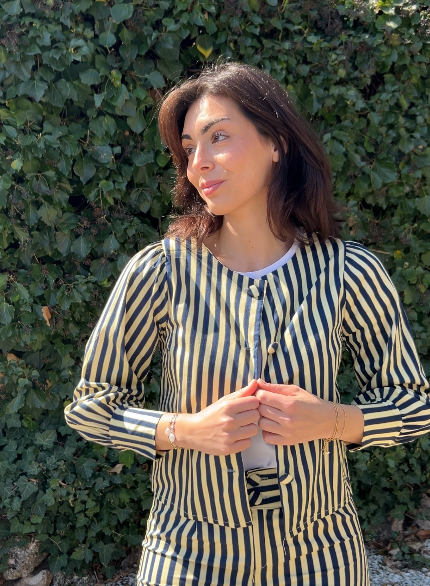 Chaqueta rayas marino y amarillo