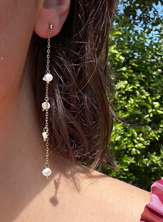 Pendiente perlas (dorado/plata)