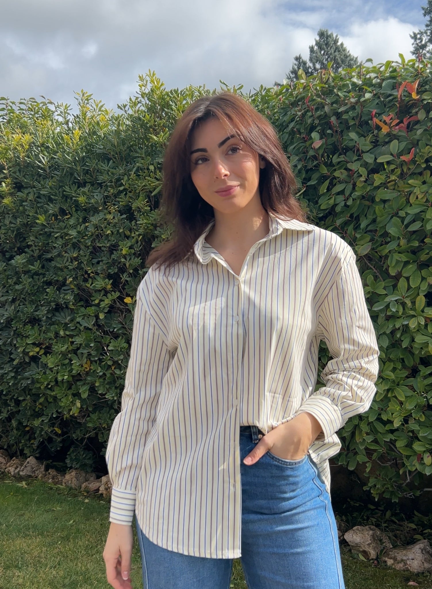 Camisa vainilla botón