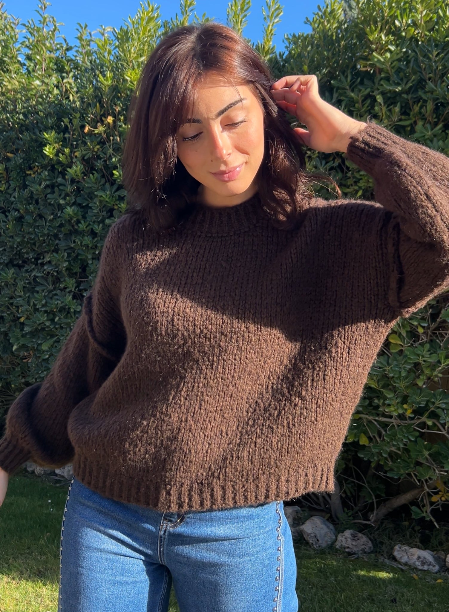 Maroon V-neck sweater